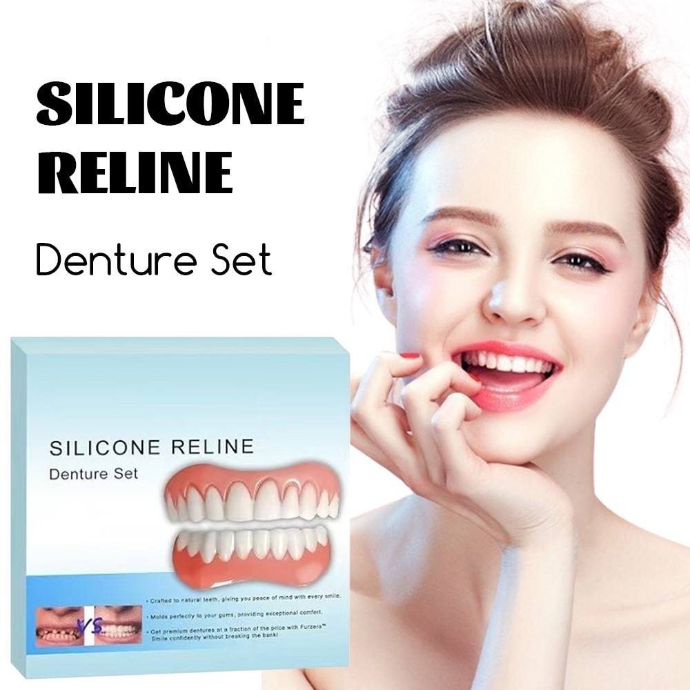 Modified Silicone Denture Kit Veneers Dental Tooth Cover Snap False Teeth Set