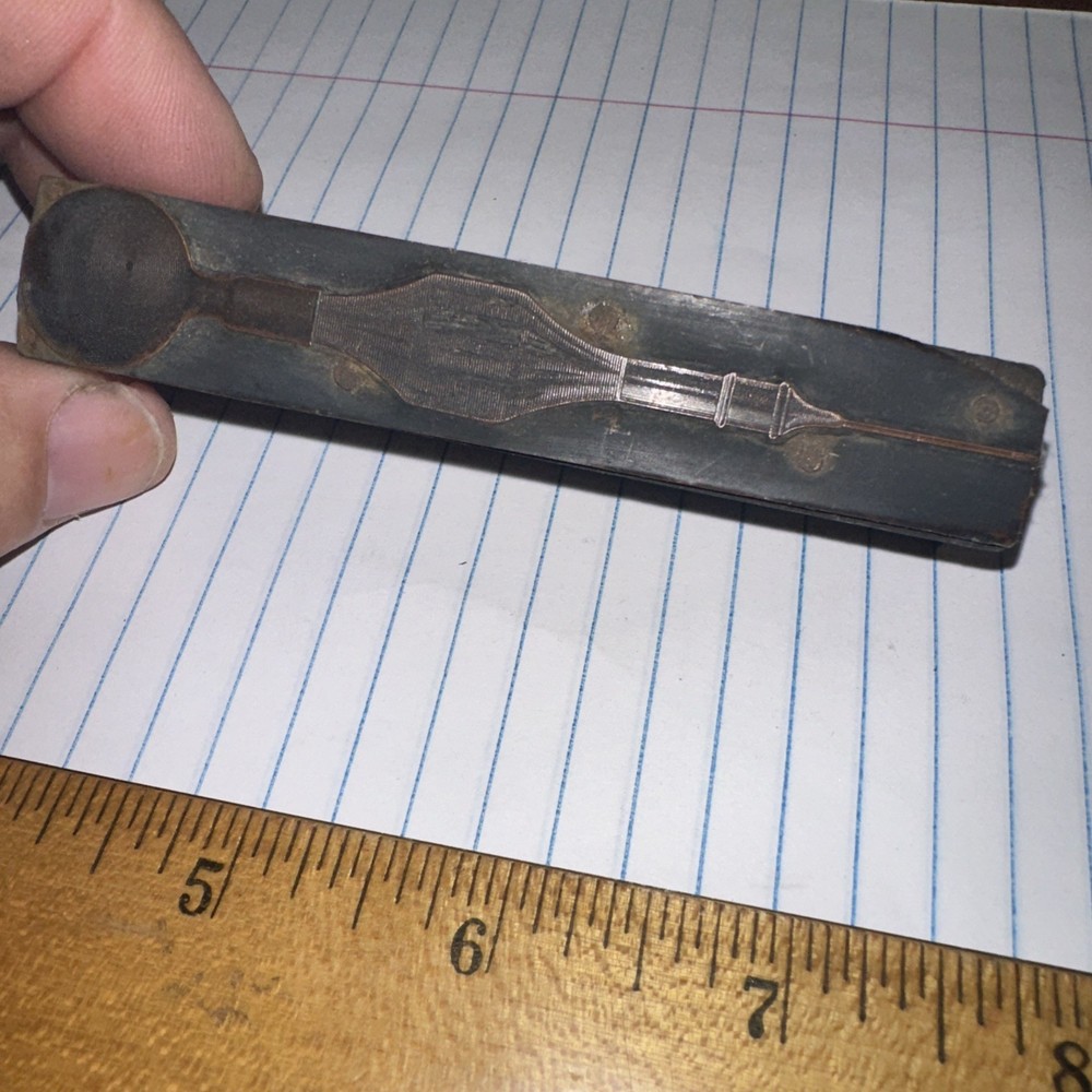 Print Block ( Old Needle Syringe ) Copper Face Nice Image!!