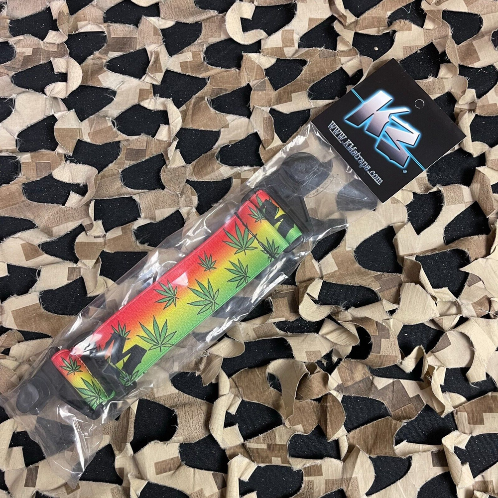 NEW KM Paintball EVS Goggle Strap - Green Leaf Rasta