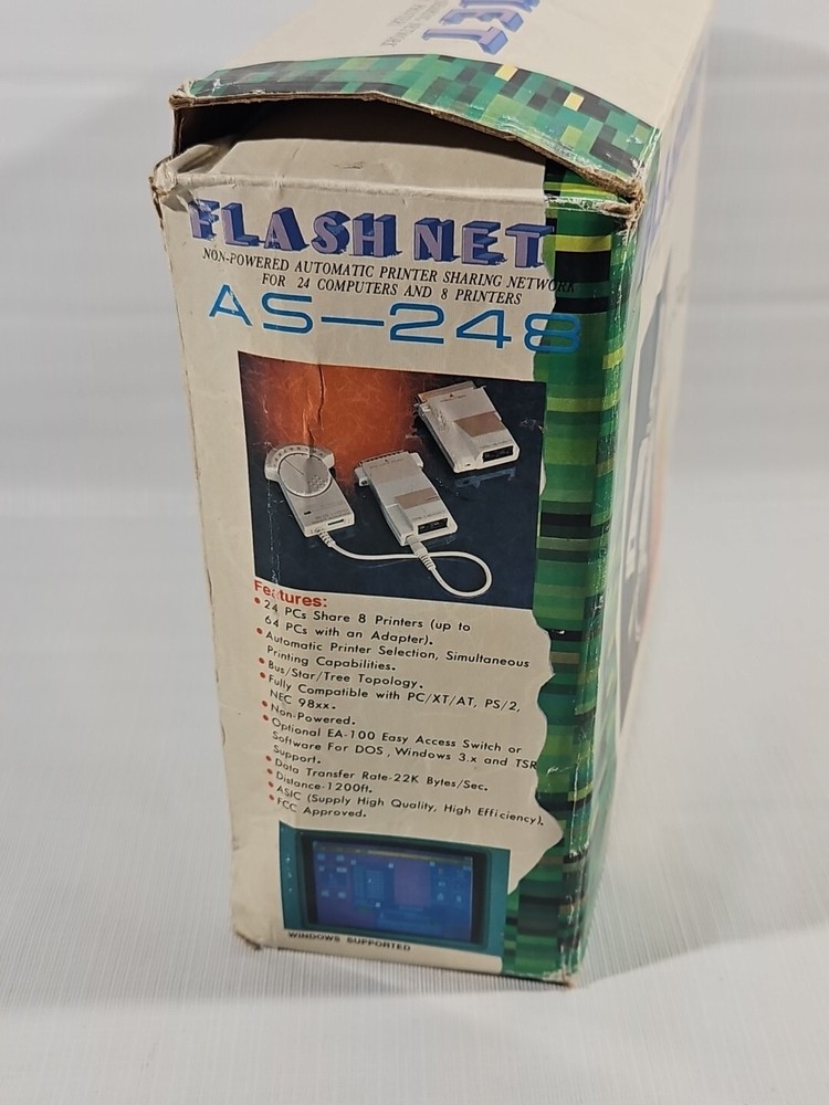AS-248 FLASH-NET Automatic Printer Sharing Network for 24 Computers 8 Printers