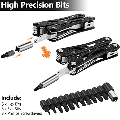 Multitool Pliers Set Stainless Steel Screwdriver Tool With 11 Screwdriver Bits B
