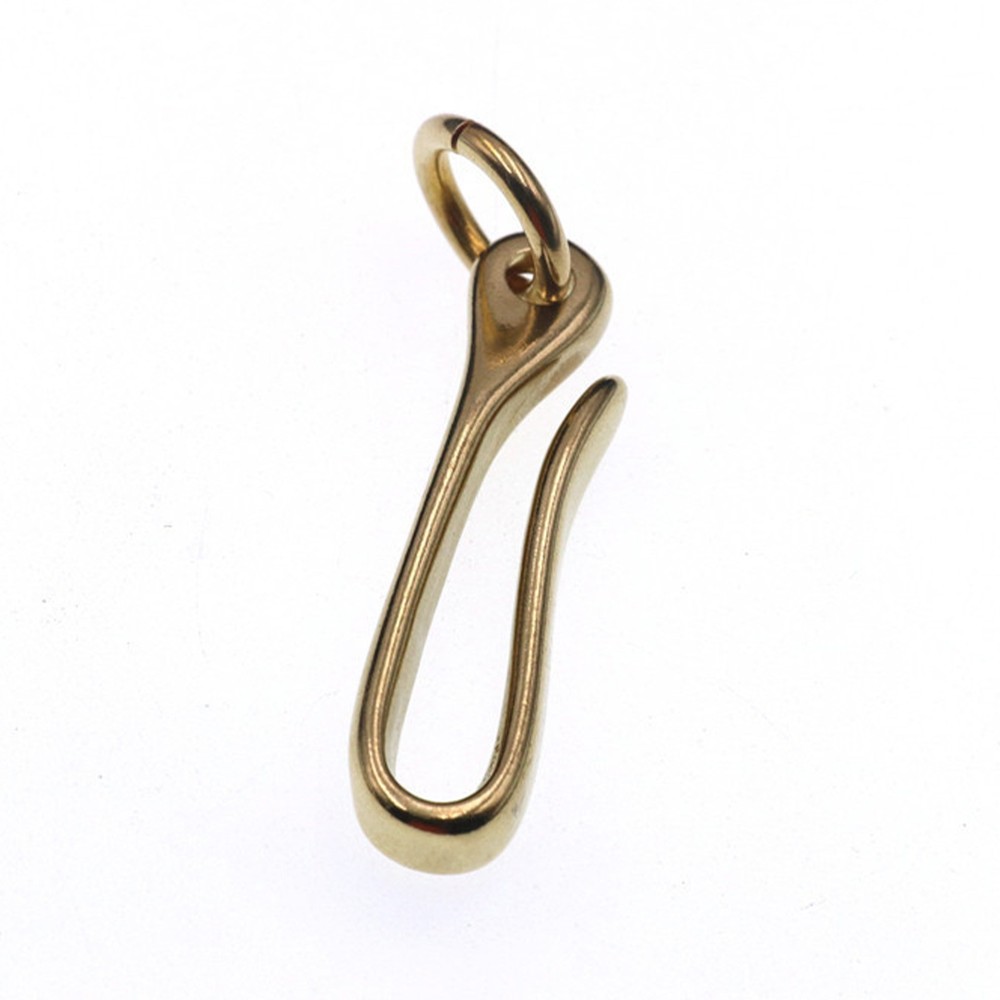 6cm Retro Solid Brass KeyChain Key Ring Belt U Hook Wallet Chain Fish Hook A