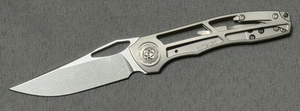 Eutsler Custom Knives DUK - Skeletonized Ti, Windowed CPM-154 Blade, Insert Lock