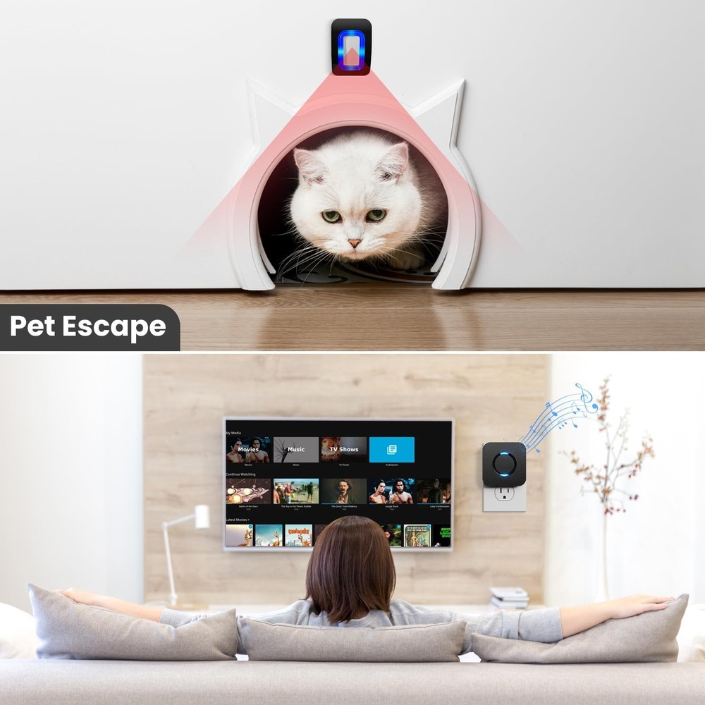 Wireless Motion Sensor LED Light - Motion Detector Alarm Chimes Door Sensor w...