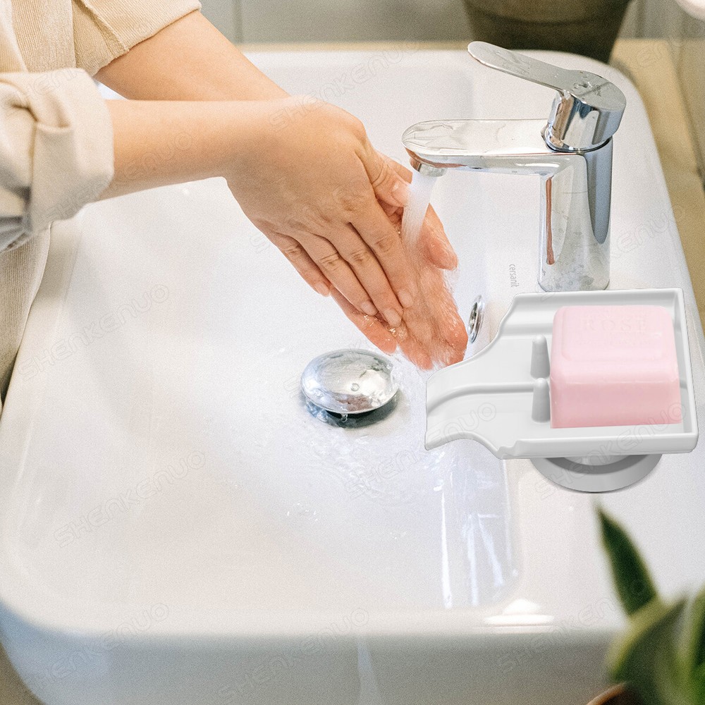 Bathroom Soap Holder White Drain Sponge Dish Storage Plastic Material