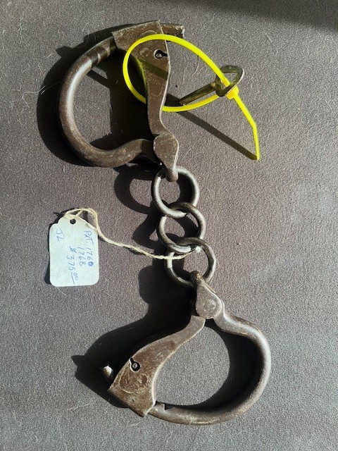 antique 1700's prison cuffs with key