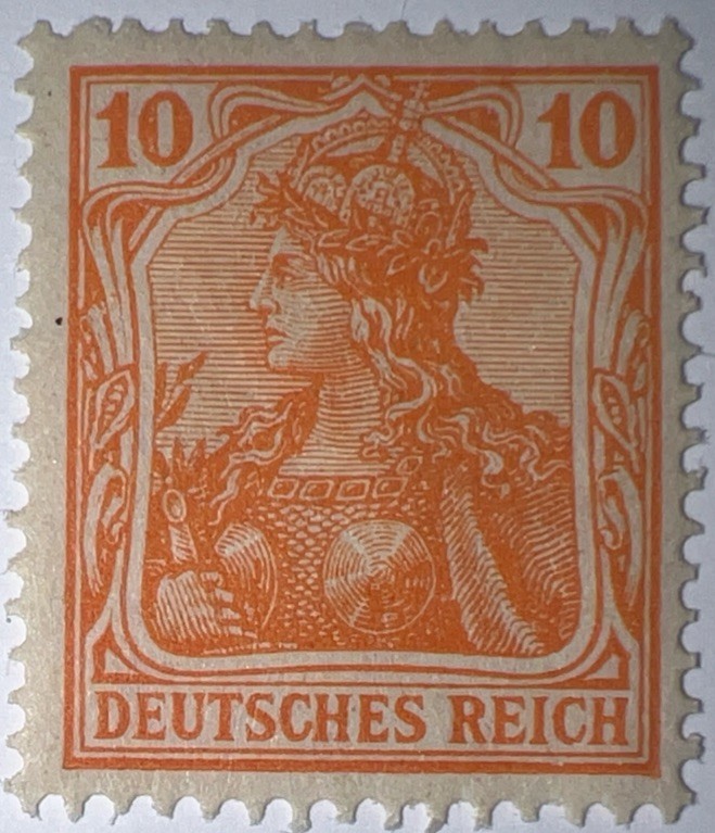 Travelstamps: 1920 Germany Deutsches Reich Mi. Nr. 141, 10 Pf Mint, MOGH