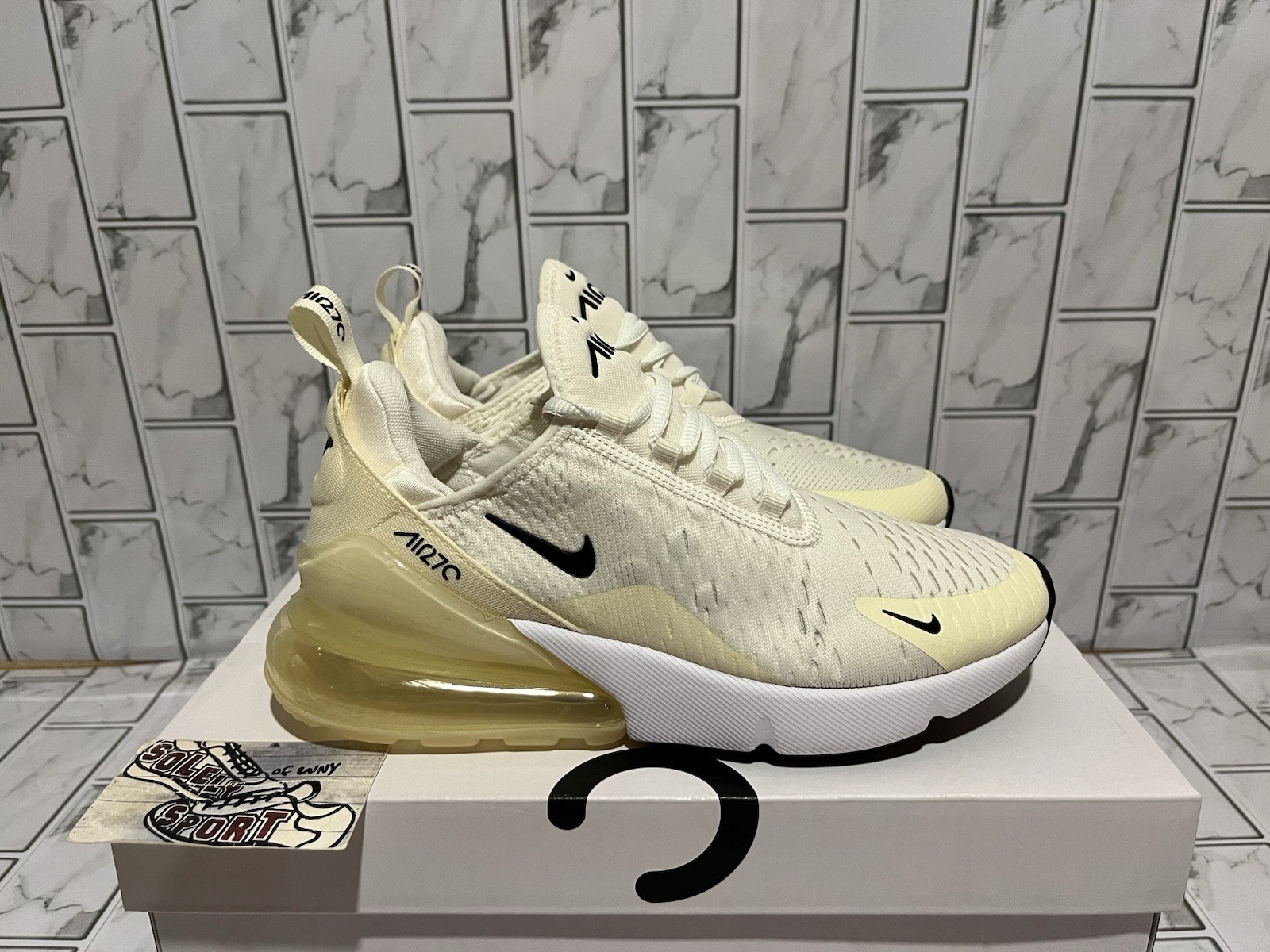 New Nike Air Max 270 Yellow White Running Gym Workout Training Shoes Womens