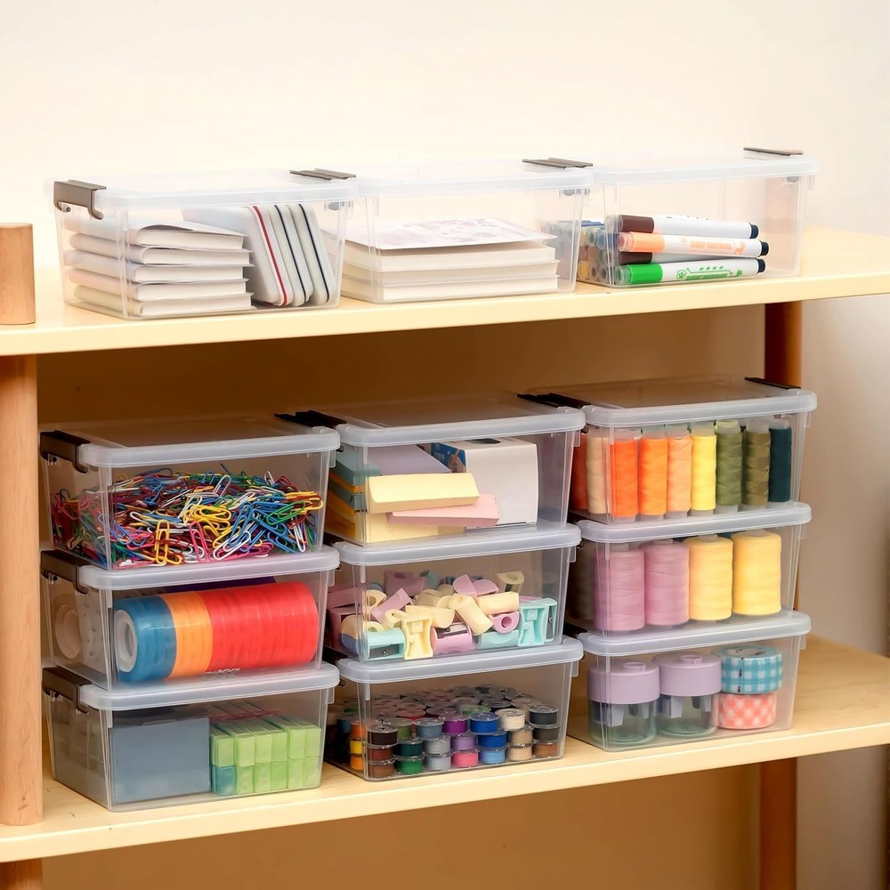 1.3 QT 10 Pack Small Storage Bins Plastic Storage Container Stackable