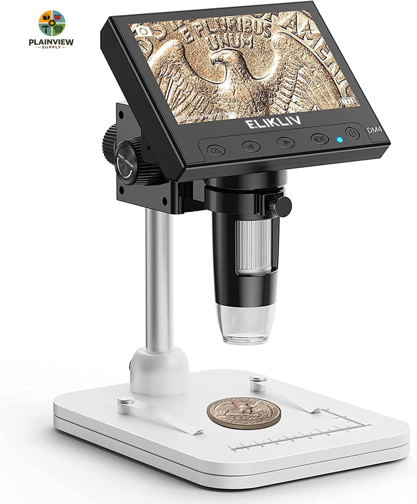 Microscope, LCD Digital Coin Microscope 1000X, Coin Magnifier with 8 Adjustable