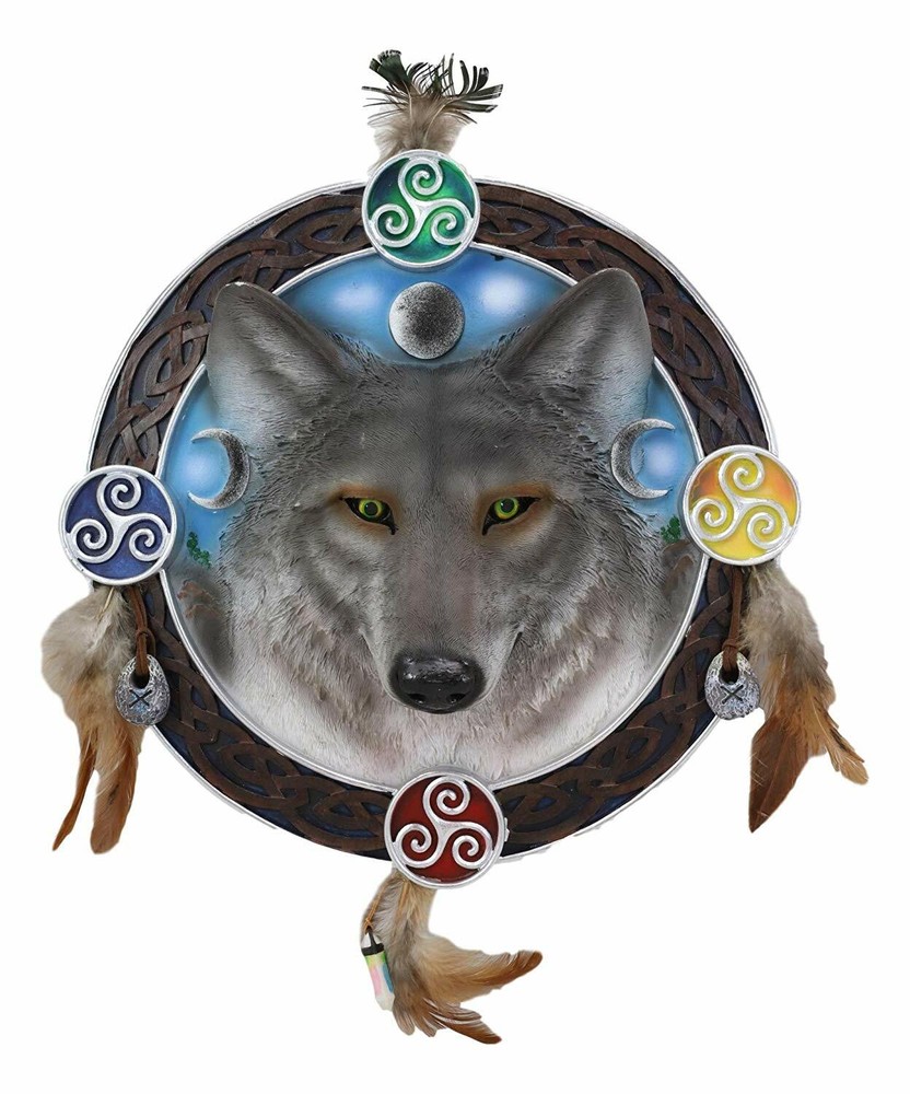 Large 12" Diameter Triple Goddess Triskele Trinity Celtic Alpha Wolf