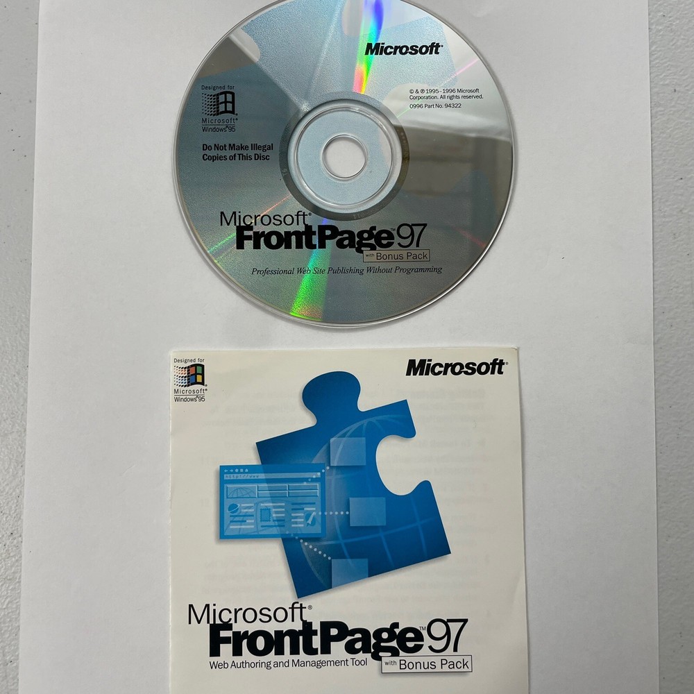 Vintage Microsoft FrontPage 98 - No Case - GC