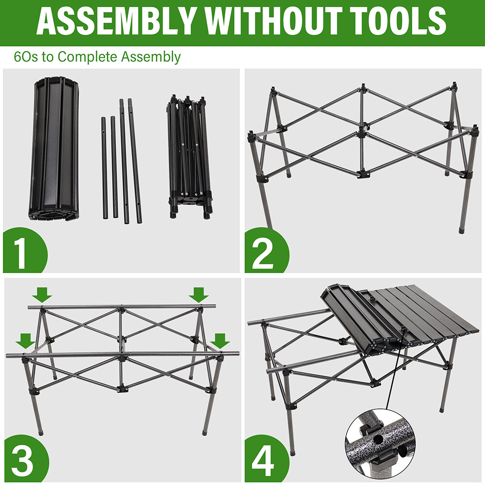 Camping Table That Fold up Lightweight, Aluminum Folding Table Roll Up Table 37"