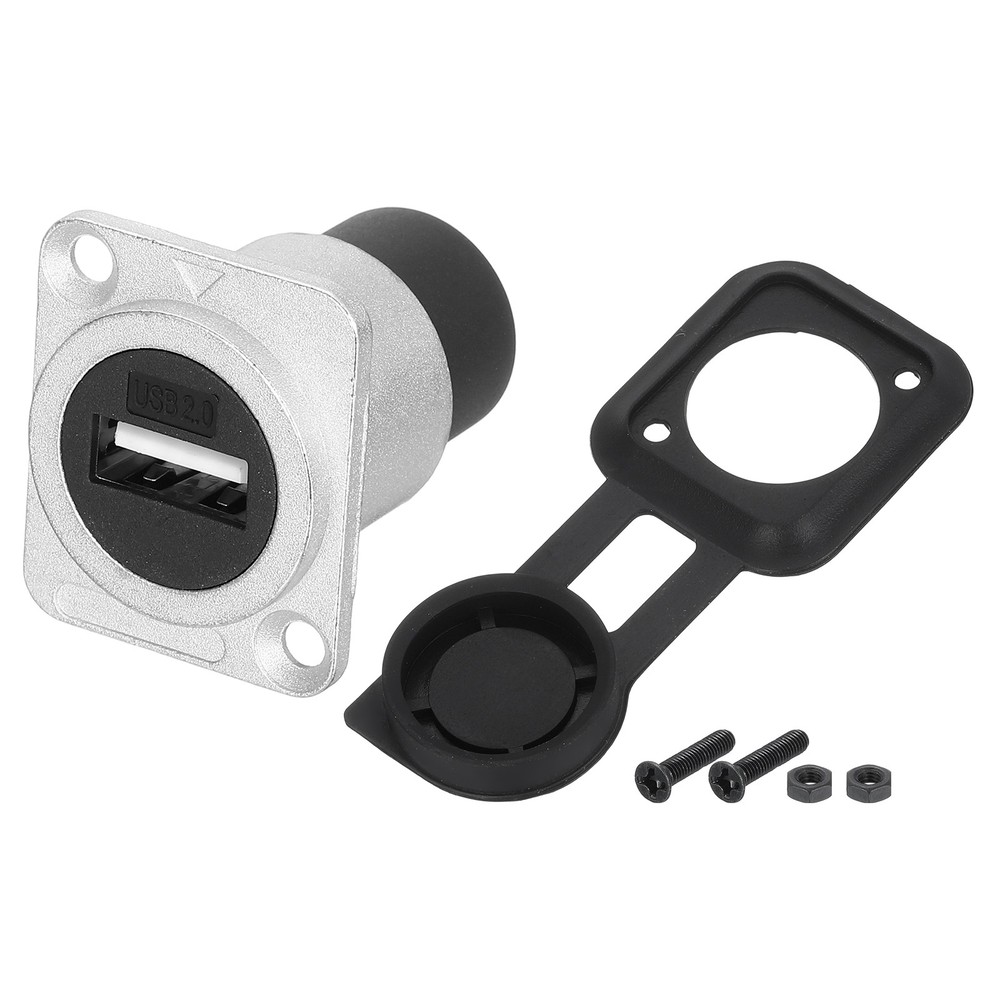 1Pcs USB 2.0 Panel Mount Coupler, D-Type USB Pass Through 480Mbps Silver