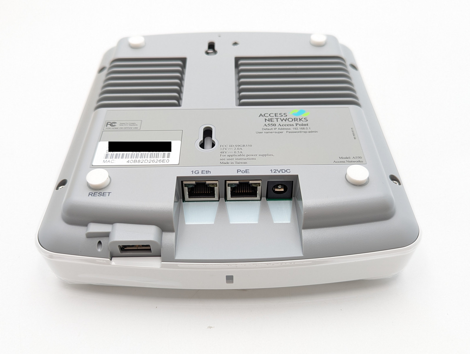 Access Networks Unleashed A550 Wi-Fi 6 Indoor Access Point (ANU-A550-US00) White