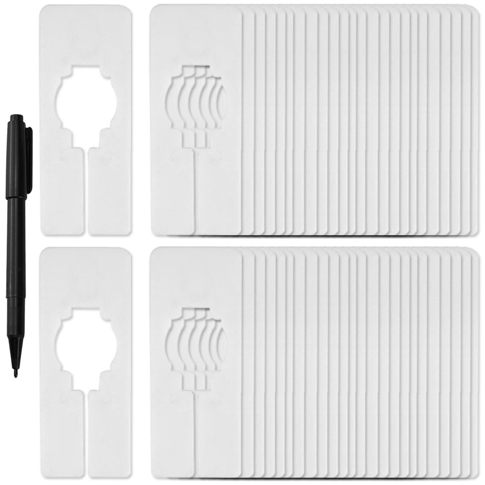 50 Pack Closet Rack Dividers Rectangular with a Marker Pen White Clothing Han...