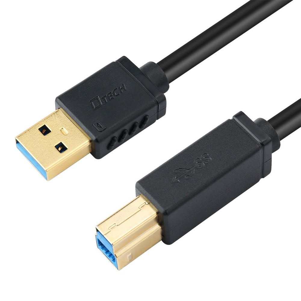 DTECH 6 ft Printer Cable USB to b Cord Type A 3.0 Square End 6ft, Black