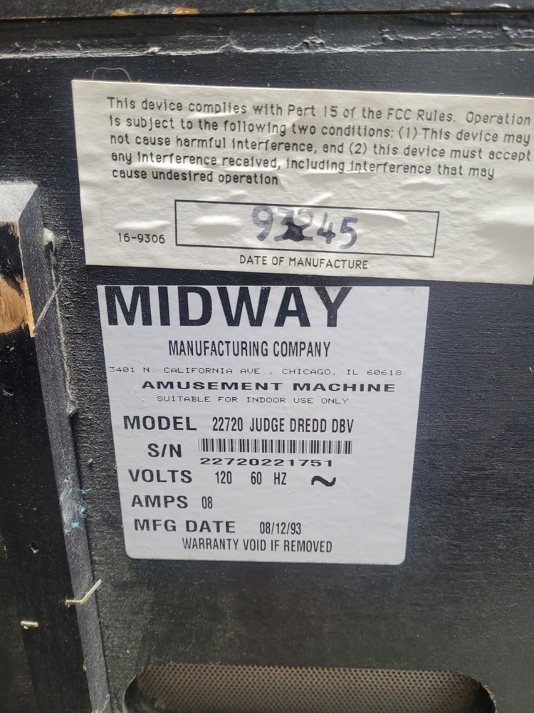 Stern Judge Dredd pinball machine - 1993 (Austin, TX)