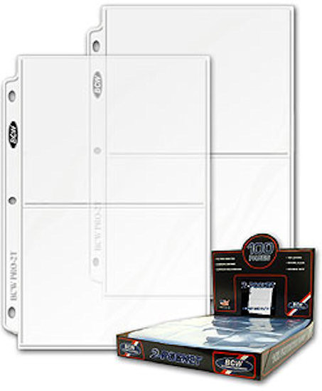 20 - 2 Pocket 5x7 Photo Postcard Page Sheet Protector BCW Pro2T - 3 ring binders
