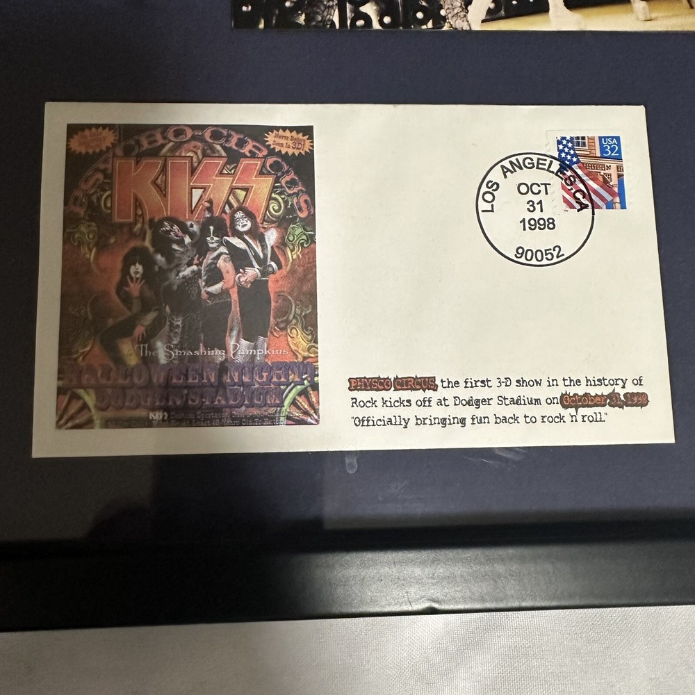 KISS Vintage Collage with Ticket Halloween Circus Dodgers Stadium 1998Certified