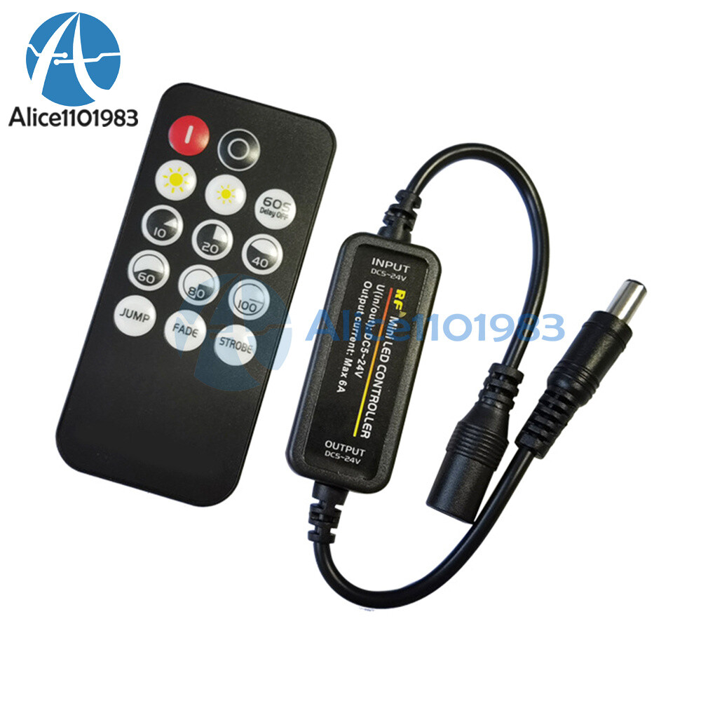 6A Mini LED Dimmer RF Wireless 14Key Remote Control LED Strip Light Controller