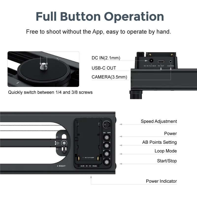 Accsoon Toprig S40 Motorized Camera Slider 40cm App Wireless Control Track Rail