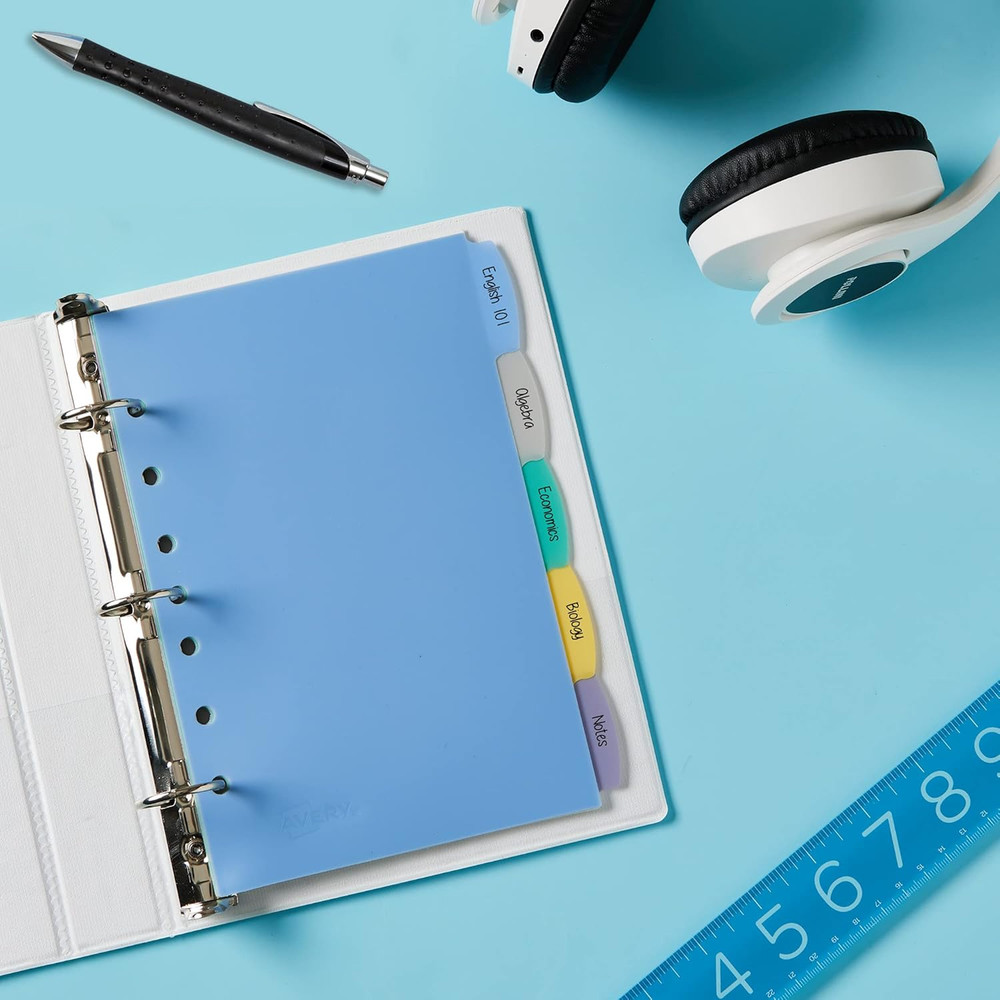 Write & Erase Durable Plastic Mini Dividers for 3 Ring Binders and 7-Ring Binder