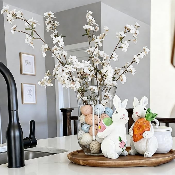 Easter Bunny decorations for Home table decor - Resin Spring rabbits