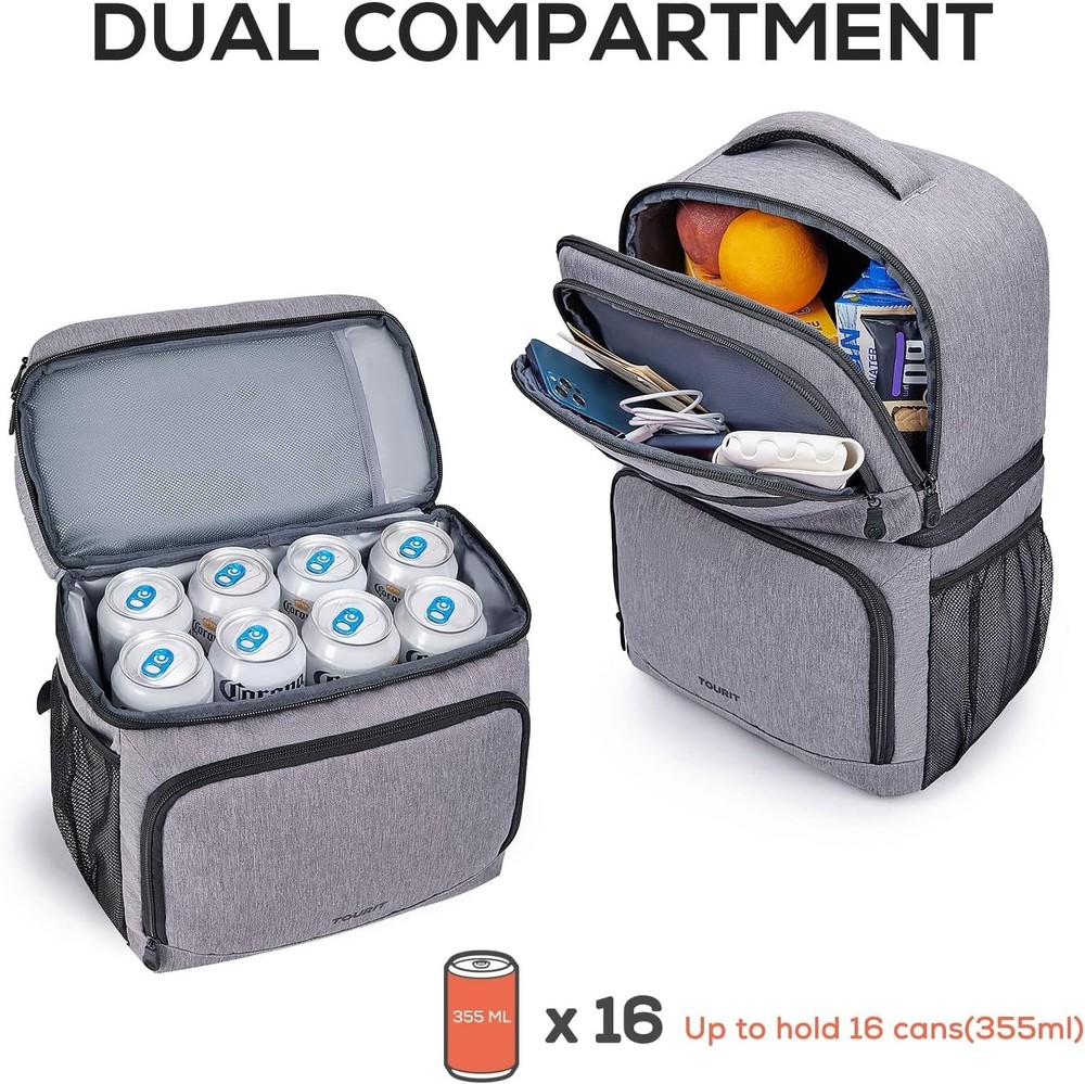 Insulated Cooler Backpack with Double Deck Waterproof Lightweight 27L