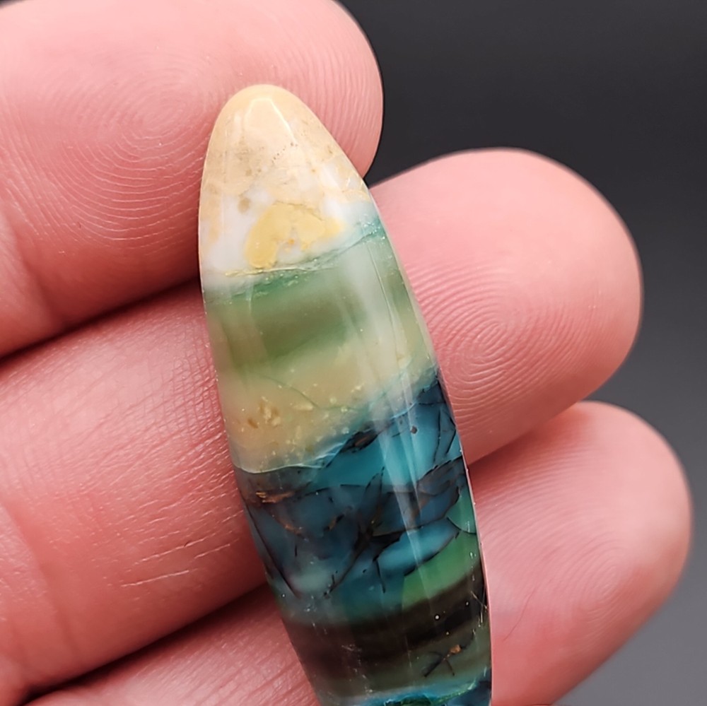 Indonesian Blue Opalized Petrified Wood Cabochon