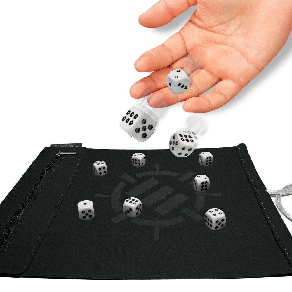 ENHANCE Roll on a Scroll™ Dice Rolling Mat & 12pc 6 Sided Dice Set
