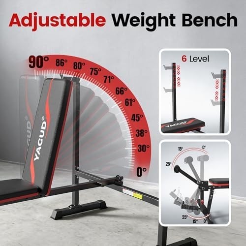 Adjustable Weight Bench Set With Removable Rowing Leg Catch, 880LBS Foldable ...