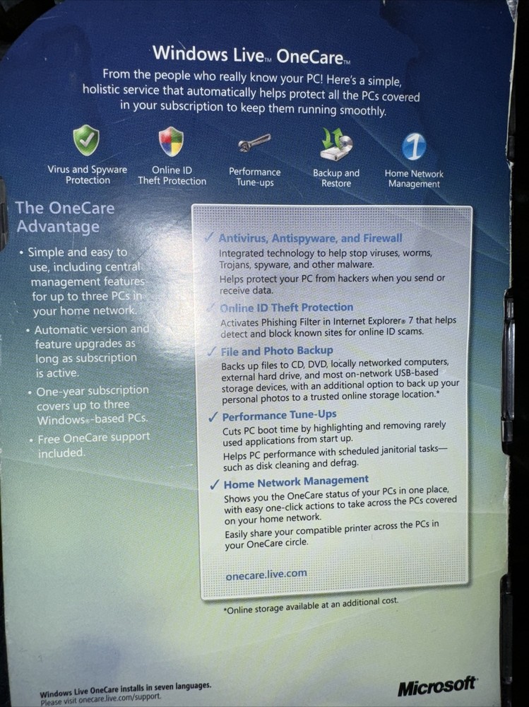 Microsoft Windows Live One care Software Antivirus Antispyware with Product Key