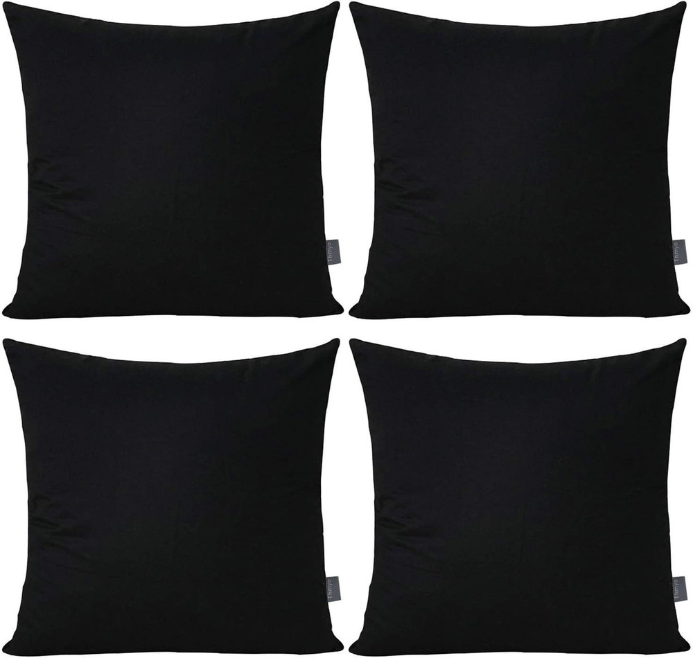 4-Pack 100% Cotton Comfortable Solid Decorative 22x22 inch/ 55x55cm, Black