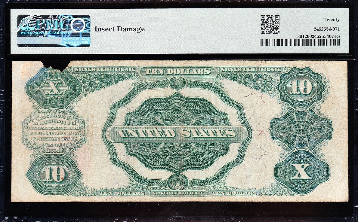 *RARE* VF graded 1891 $10 "TOMBSTONE" Silver Certificate! PMG 20! FREE SHIP! 920