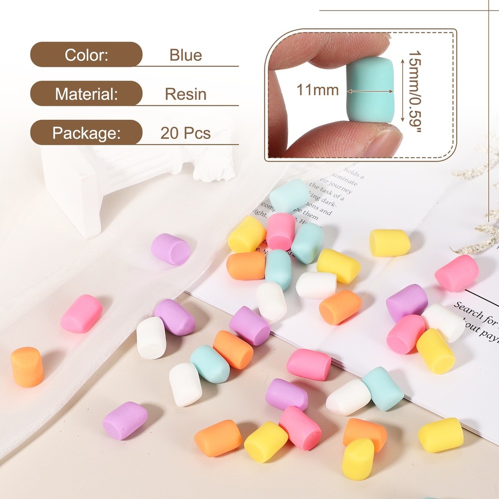 20 Pcs Resin Candy Charm, Artificial Simulation Cotton Candy, Blue