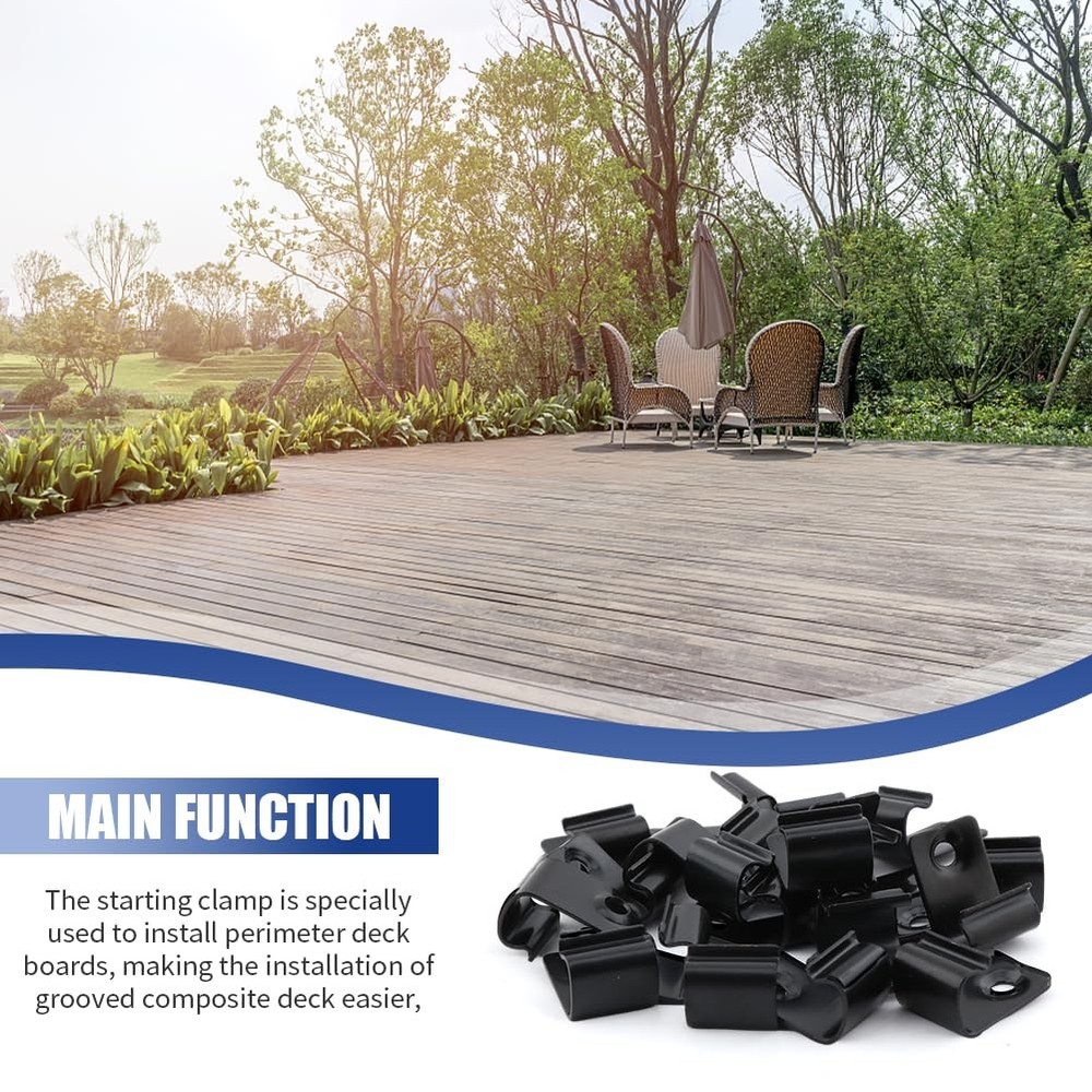 Hidden Deck Fasteners for Composite Decking | 100-Piece Set (50 Clips, Black