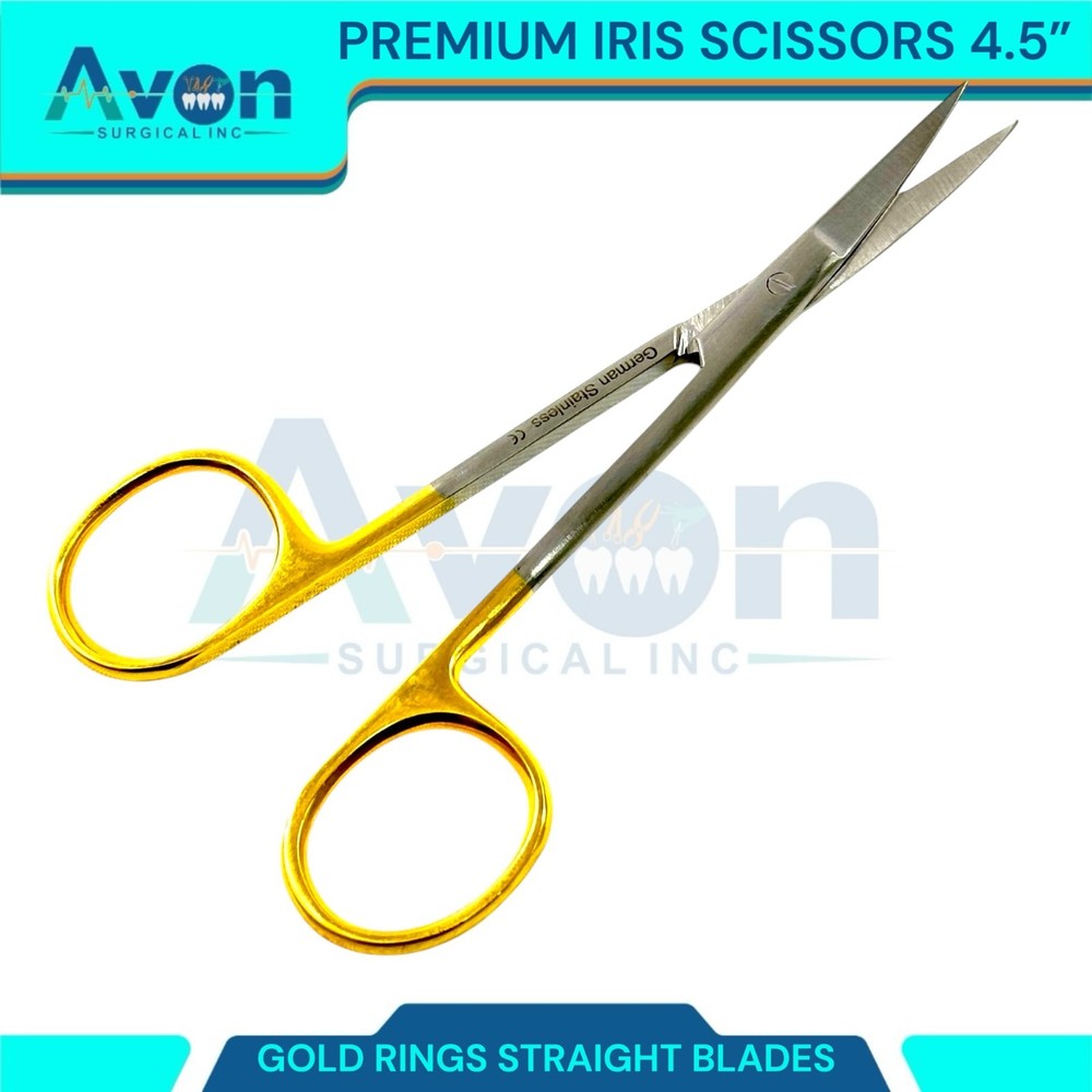 Premium Iris Scissors 4.5" w/ STR Sharp Points - Veterinary, Dental - Stainless