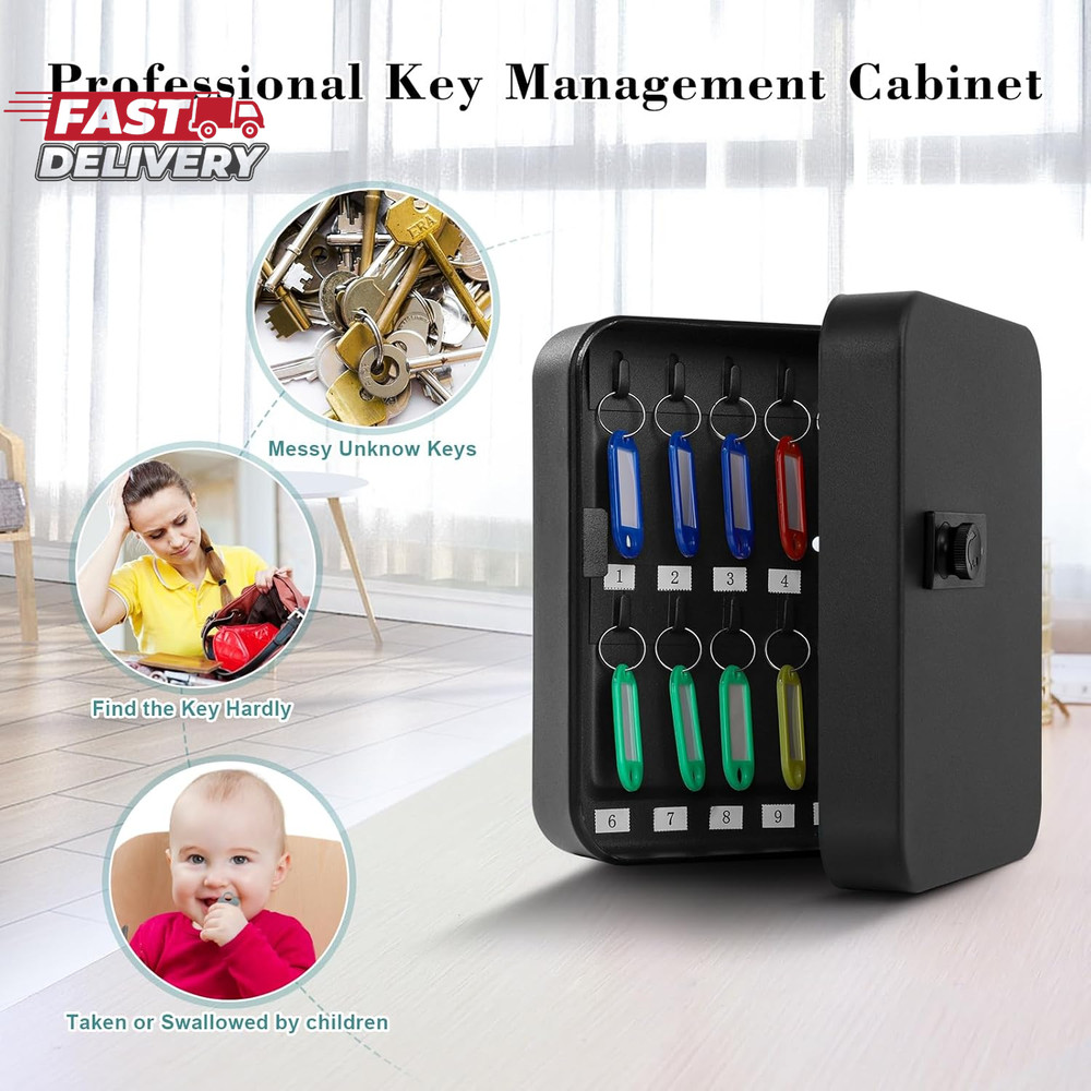 KYODOLED 20 Key Storage Lock Box with Code, Key Cabinet Organizer Wall Mount wit