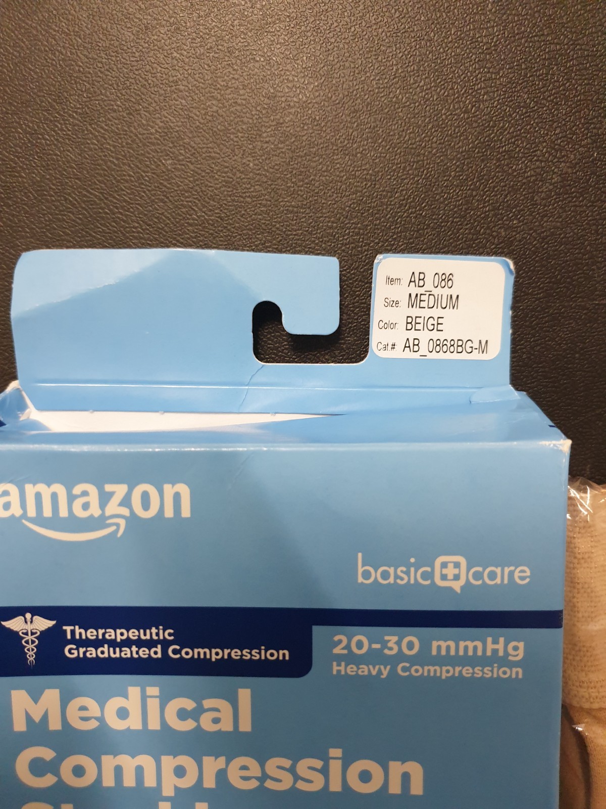 Amazon Basic Care Compression Stockings Unisex M Beige Thigh High 20-30 mmHg
