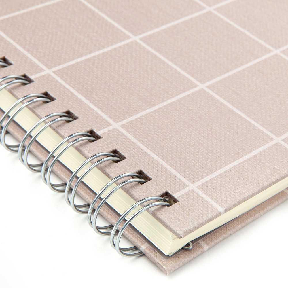 Spiral Bound Notepad 7.4"x9.75" Checked Tan 105 Sheets Office Home