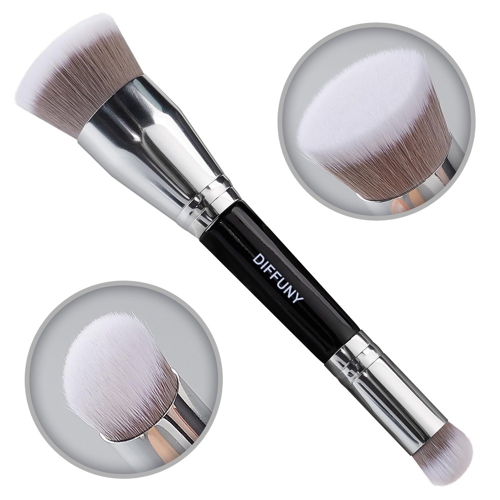 DIFFUNY Large Makeup Brushes Double Ended Foundation Brush & Concealer Black
