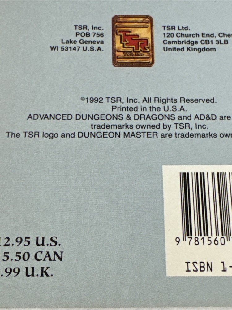 Rogues' Gallery Advanced Dungeons & Dragons 2e Accessory REF6 1992 TSR 9380 READ