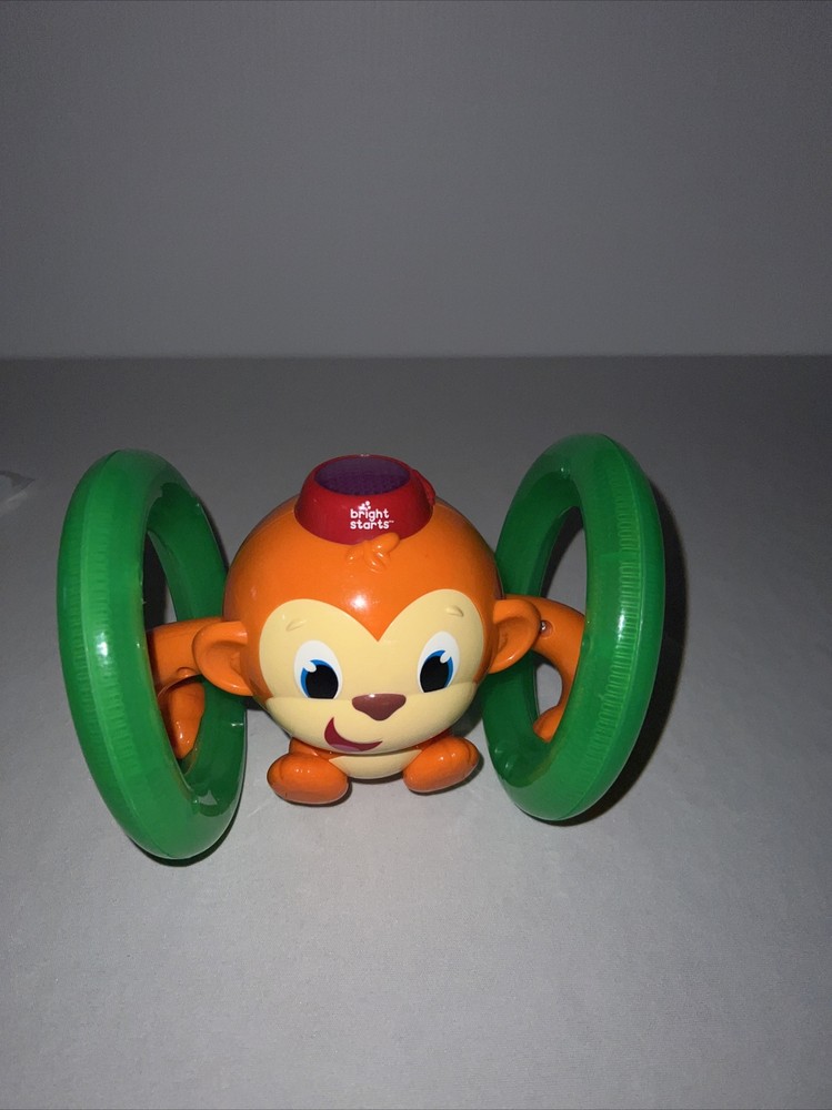 Bright Starts Light Up & Roll Orange Monkey Crawling Developmental Toy EUC