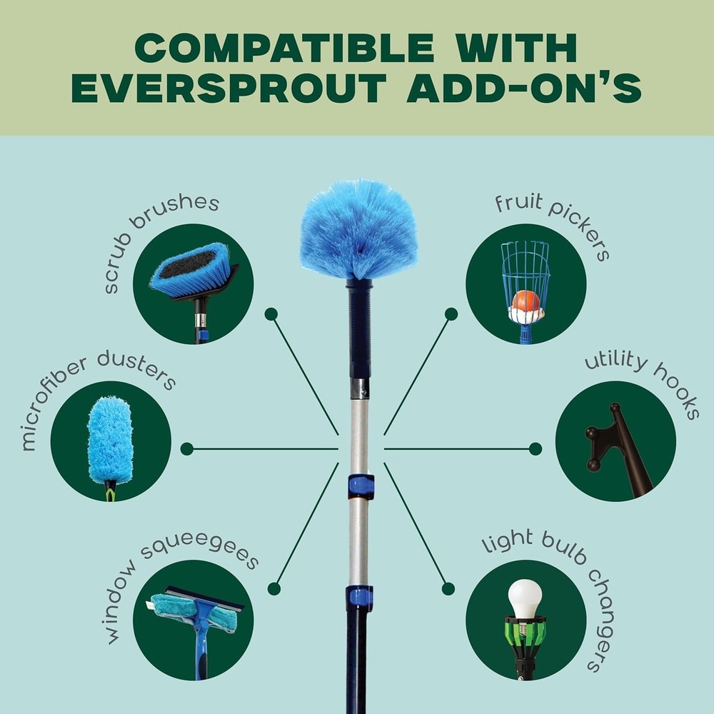 Lightweight Telescoping Cobweb Duster with Extension Pole 20ft – Indoor Outd...