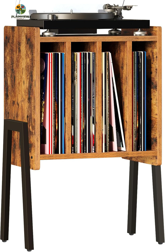 Record Player Stand, Record Storage Table, End Table with Vinyl Holder Display S