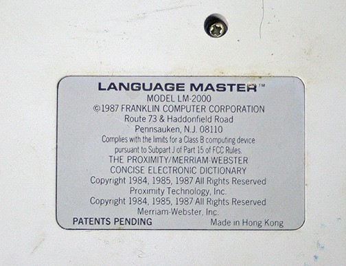 Franklin Computer Language Master Electronic Dictionary Thesaurus LM-2000