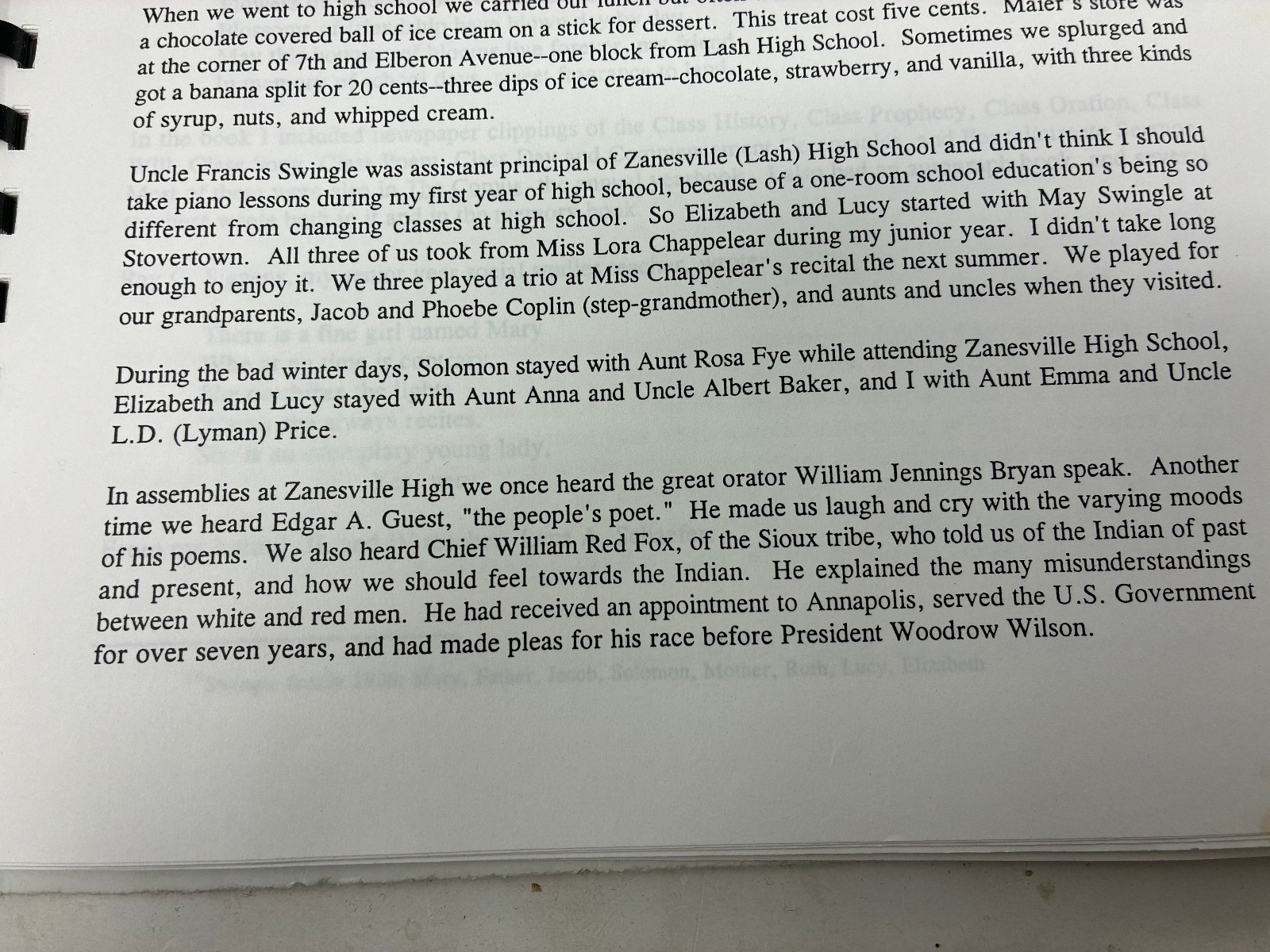 1900s Farm Family Rural Life History Muskingum County Ohio Typed Diary Memoir