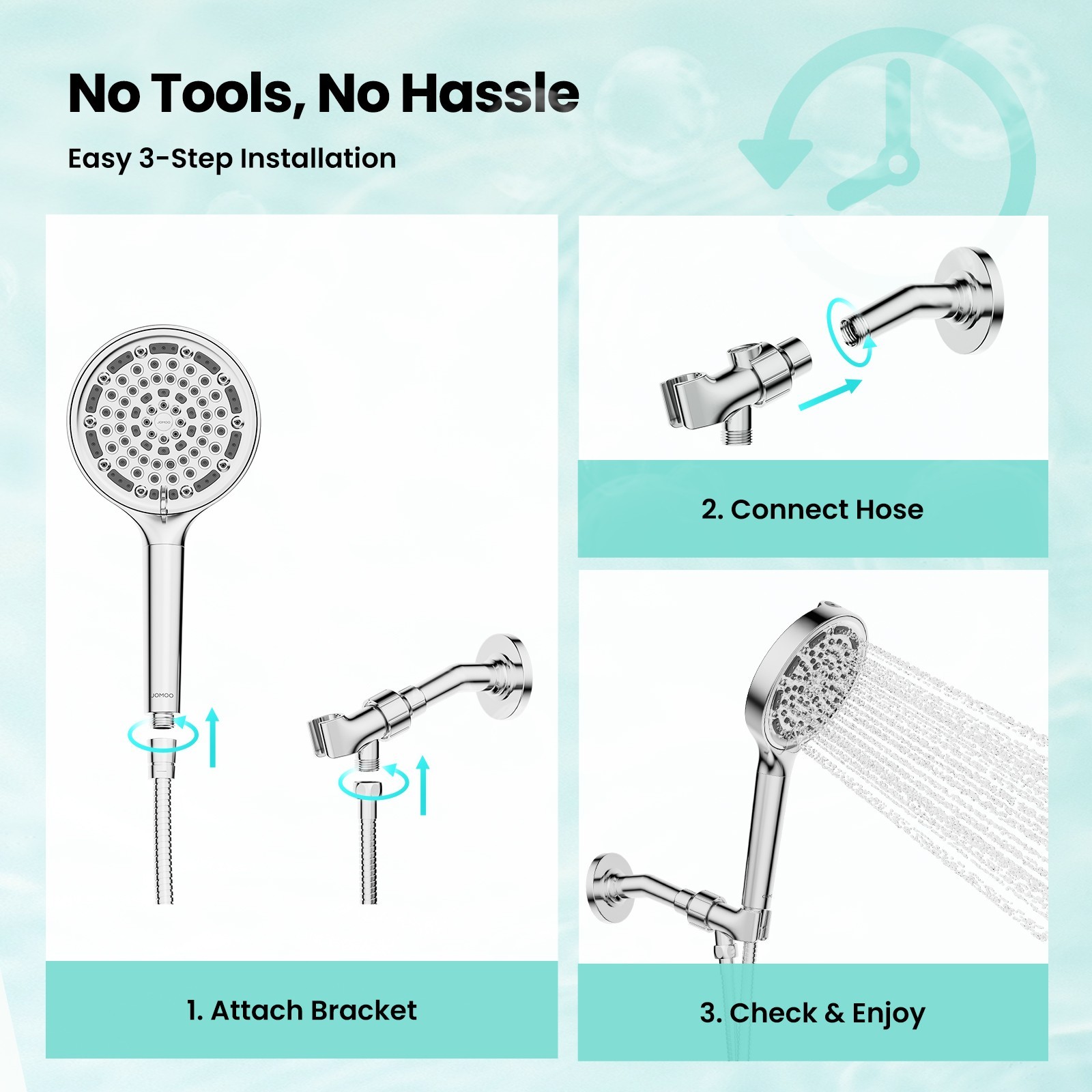 6 Spray Settings High Pressure shower Head with Filter, Handheld Rainfall Combo