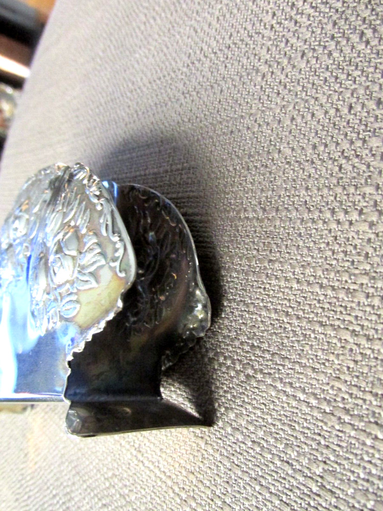 Vintage - Silver Plated Napkin Holder - Shell Shaped w/Floral Design-5" x 2 3/4"